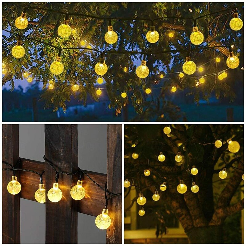 Outdoor Solar String Lights, 10M 50LED Waterproof Christmas Fairy Lights with 8 Modes, Crystal Ball Design for Christmas, Garden, Lawn, Porch, Gazebo & Bistro Decor2