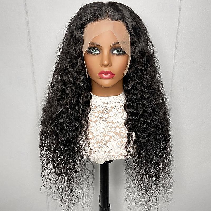 Water Wave 13x6 Transparent Lace Front Wigs Human Hair 180 Density with Baby Hair Natural Color4