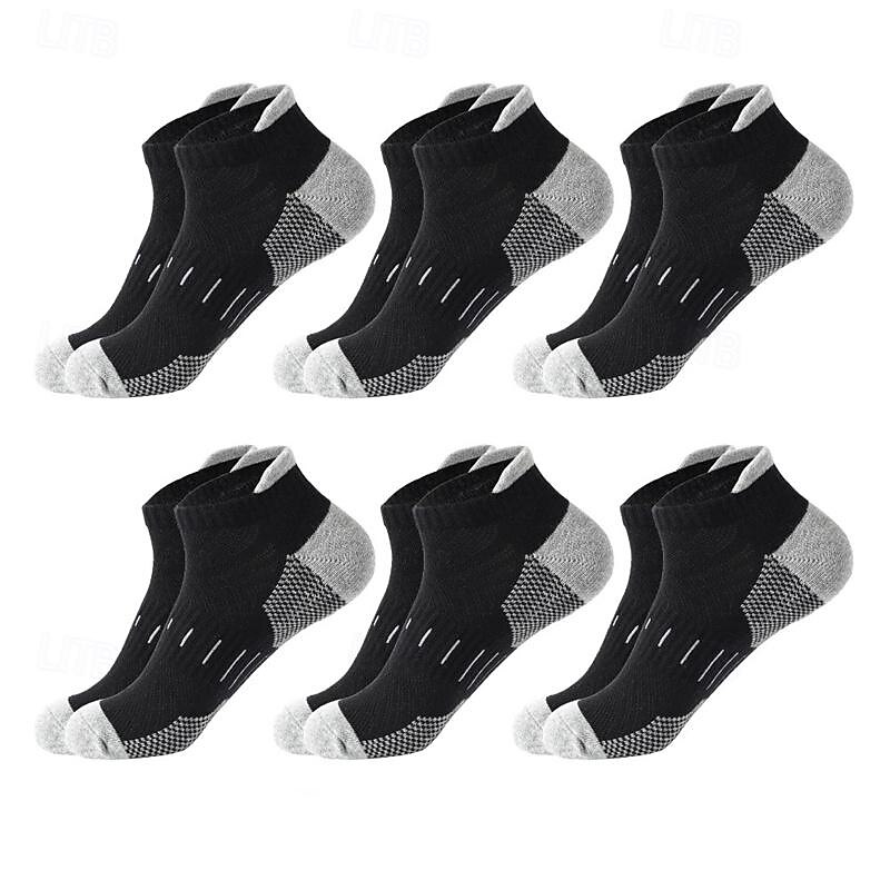 Men's 6 Pack Multi Packs Socks Ankle Socks Low Cut Socks Running Socks Casual Socks Black White Color Color Block Sports & Outdoor Casual Daily Basic Medium Spring Fall Fashion4