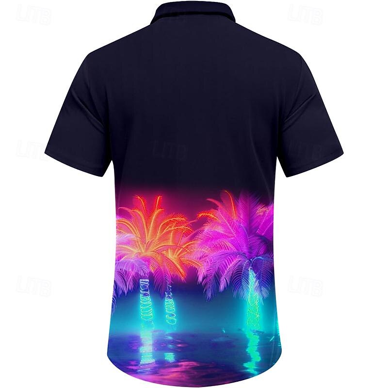 Men's Palm Tree Tropical Plants Shirt Summer Hawaiian Shirt Aloha Shirt Short Sleeve Shirt Cuban Collar Vacation Hawaiian Resort Style Vacation Holiday Beach Purple S M L3