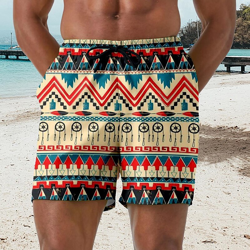 Men's Sun Geometric Pattern Eye Swim Trunks Swim Shorts Board Shorts Mid Waist Hawaiian Ethnic Casual Holiday Beach Drawstring with Mesh lining Elastic Waist Designer Clothing Apparel2