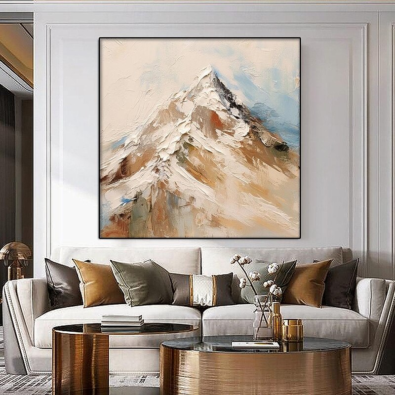Abstract Snow Mountain oil painting handmade Landscape Oil Painting On Canvas Modern white mountain painting For Living room decoration Mountain Plated snowy white painting Wall Art Painting4