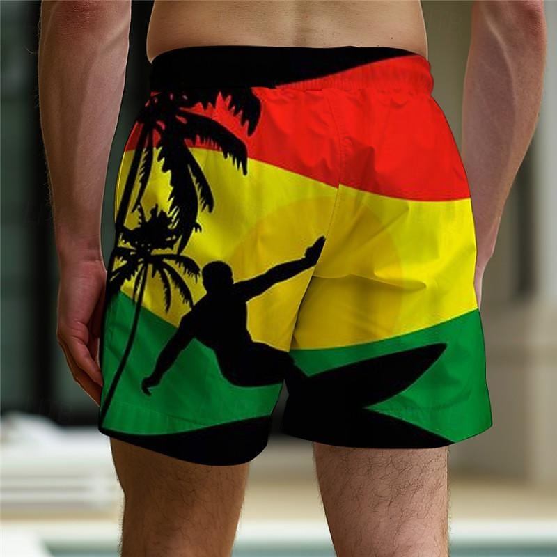 Men's Color Block Swim Trunks Swim Shorts Board Shorts Mid Waist Vacation Hawaiian Holiday Vacation Holiday Beach Drawstring with Mesh lining Elastic Waist Designer Clothing Apparel2