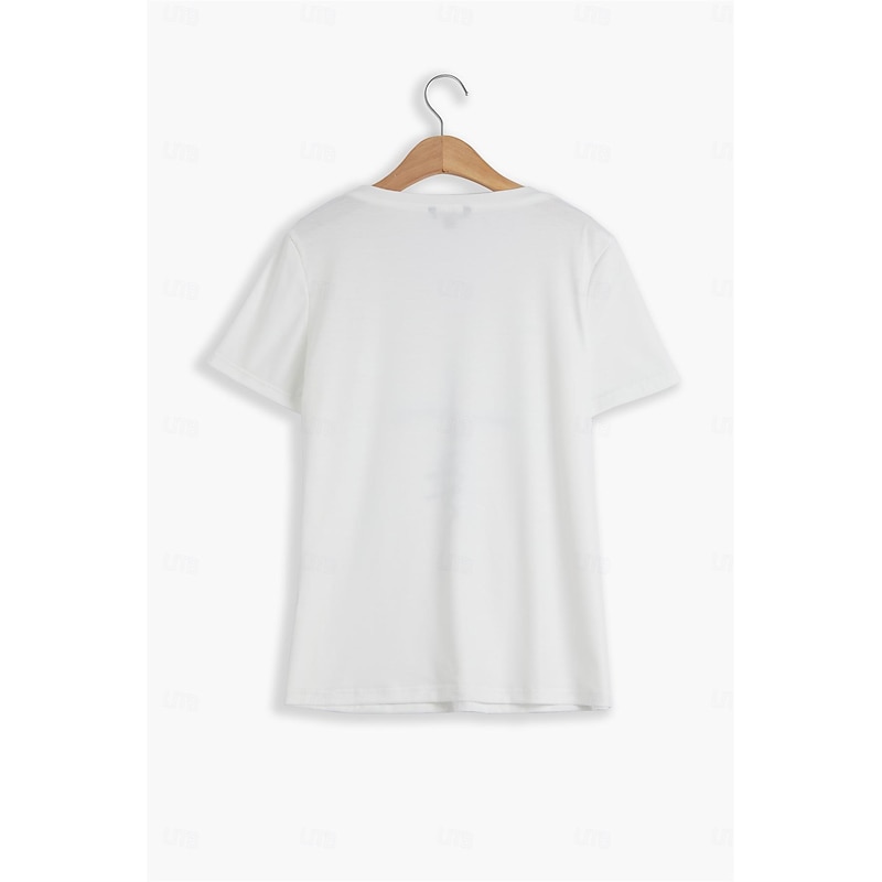 Women's T shirt Tee Black White Gray Graphic Letter Print Short Sleeve Daily Weekend Daily Basic Casual V Neck Regular S4