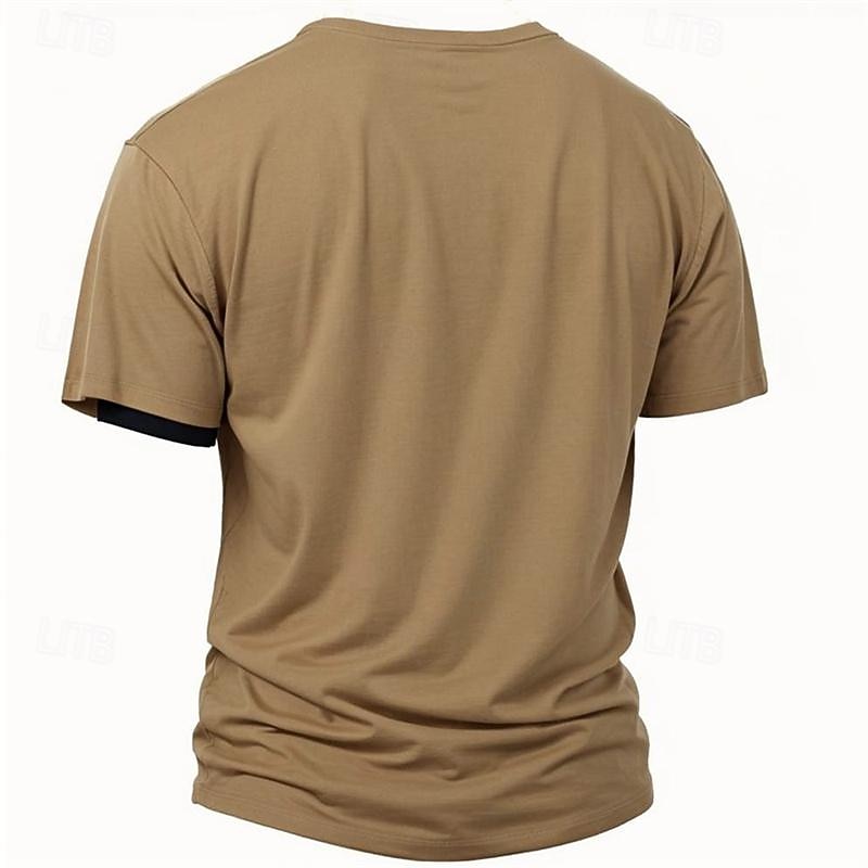 Men's Graphic Horse Faith T shirt Henley Shirt Tee Top Short Sleeve 3D Print Classic Casual Sports Outdoor Holiday Going out Spring & Summer Blue Khaki Gray Henley Henley T-Shirt2