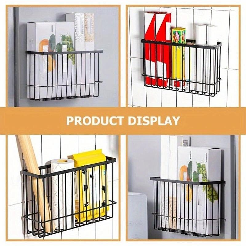 2pcs Storage Racks Metal Wire Storage Basket Wall Hanging Basket Wall Mounted Organizer Basket for kitchen Office Pantry Bathroom Cabinet Kitchen Organizers and Storage Kitchen Accessories4