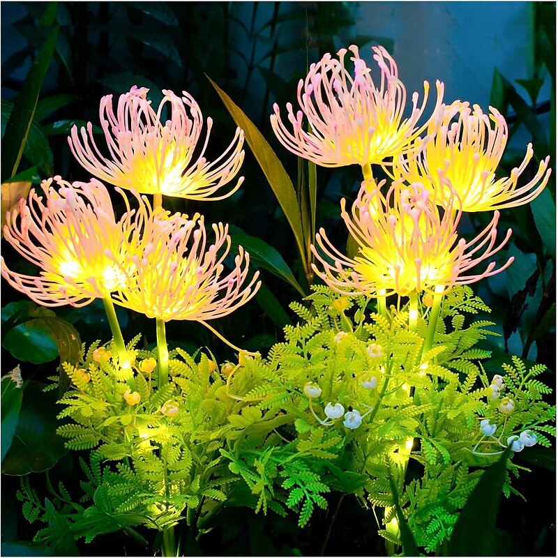 2PCS Solar Garden Lights Outdoor Waterproof Luminous Flower Lawn Lights Villa Park Street Yard Walkway Landscape Decoration