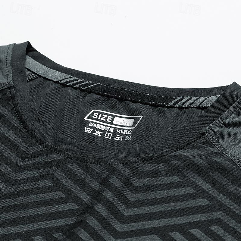 Men's T shirt Tee Gym Shirt Sports T-Shirt Crew Neck Short Sleeve Sports & Outdoor Vacation Casual Daily Gym Quick dry Breathable Patchwork Color Block Black Green Activewear Fashion Basic3