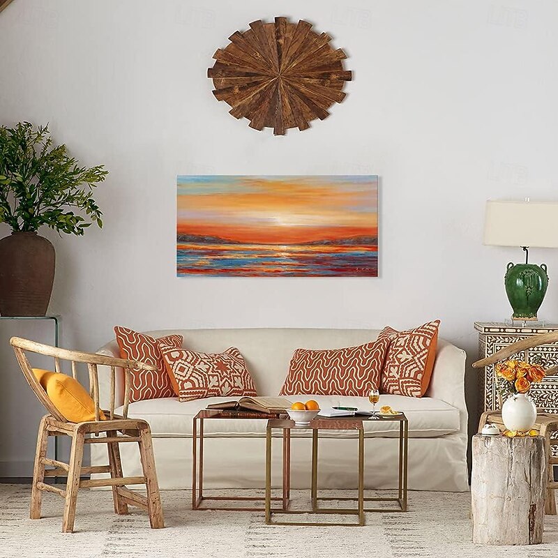 Handmade Oil Painting Canvas Wall Art Decoration Modern Abstract Sea Sunrise Landscape for Home Decor Rolled Frameless Unstretched Painting3