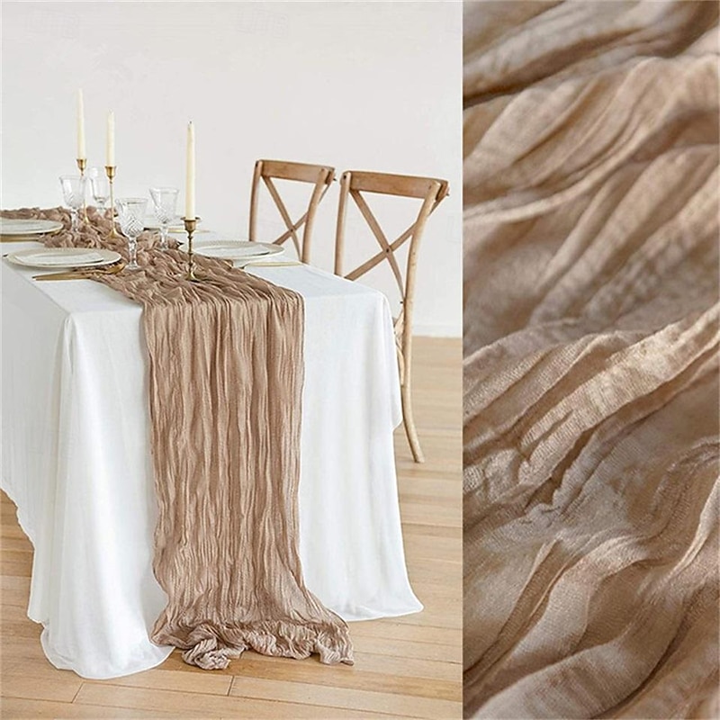 2 Pcs Wrinkle Cloth Scarf Table Flag Party Table Flag Birthday Party Crinkle Cloth Decoration Barry Yarn Fried Dough Twists Crinkle Towel3
