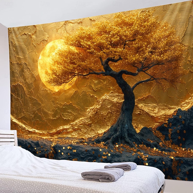 Tree of Life Painting Hanging Tapestry Wall Art Large Tapestry Mural Decor Photograph Backdrop Blanket Curtain Home Bedroom Living Room Decoration2