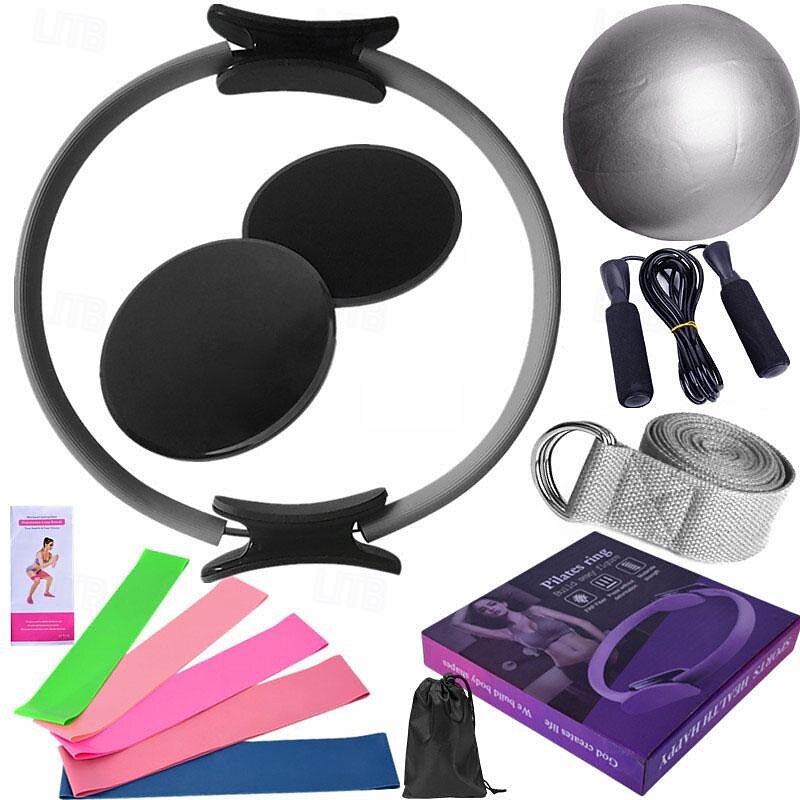 Yoga Ball Fourteen Piece Set Fitness Pilates Ring Sliding Plate Latex Elastic Ring Extension Belt Rubber Jumping Rope Cover2