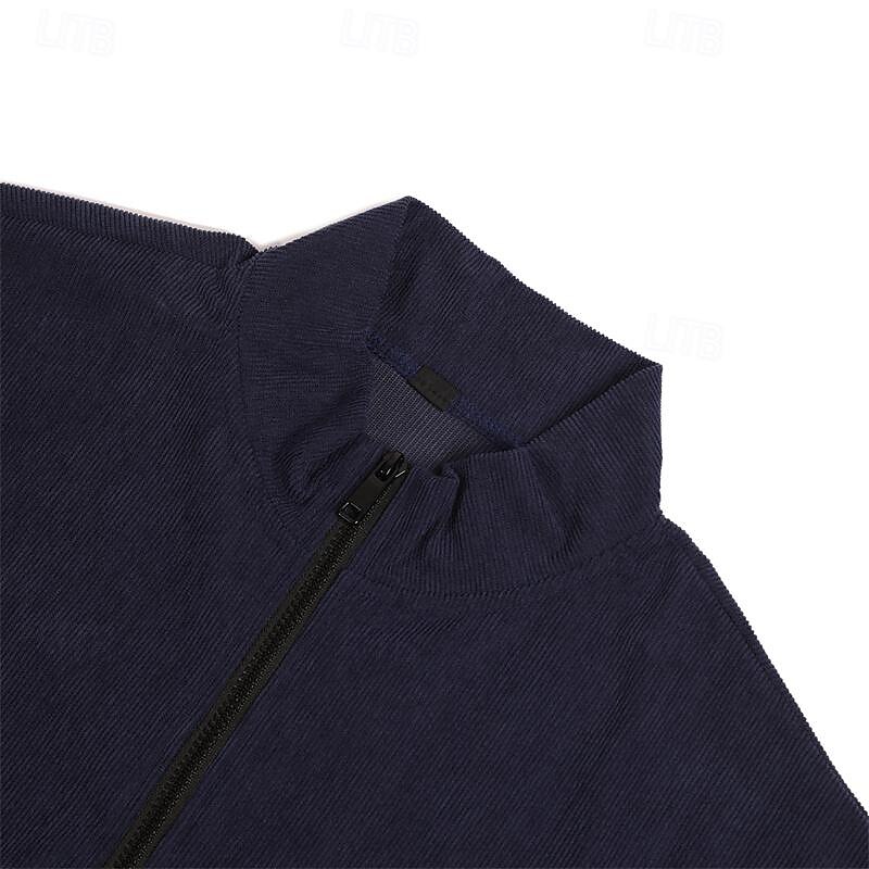 Men's Pullover Sweatshirt Zip Polo Sports Outdoor Casual Standing Collar Quarter Zip Long Sleeve Fashion Basic Plain Quarter Zip Spring &  Fall Regular Fit Dark Navy Brown Green Gray Pullover2