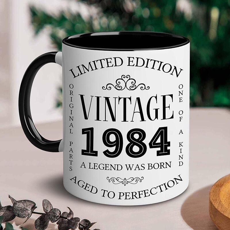 1pc Birthday Mugs Gifts For Men and Women Ceramic 1984 Coffee Mugs 40th Birthday Gift Ideas 40 Year Old Birthday Gifts for Mom Dad Family Birthday Valentine Christmas3