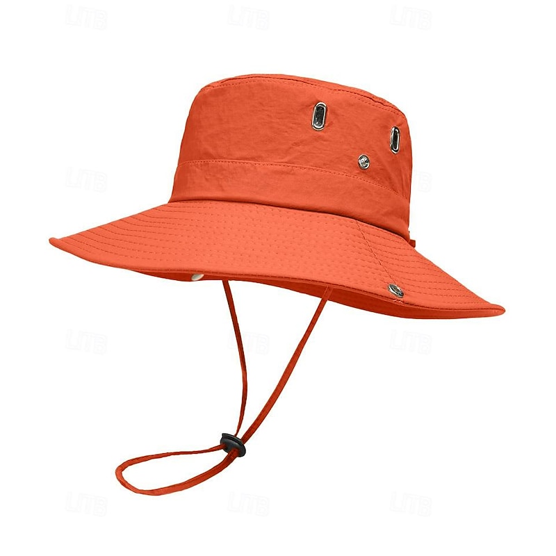 Men's Bucket Hat Sun Hat Fishing Hat Boonie hat Hiking Hat Black Deep Blue Polyester Travel Beach Outdoor Vacation Plain UV Sun Protection Sunscreen 19