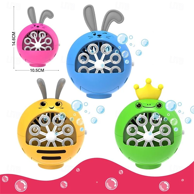 Kid Electric Portable Cartoon Rabbit Magic Bubble Machine Outdoor Toy Animal Summer Automatic Water Soap Blower Maker Party Gift3