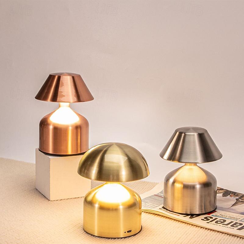 5.5" Mushroom Shaped Table Lamp Metal Rechargeable with 3-color Dimming Indoor Bedroom Living Room Atmosphere Table Lamp2