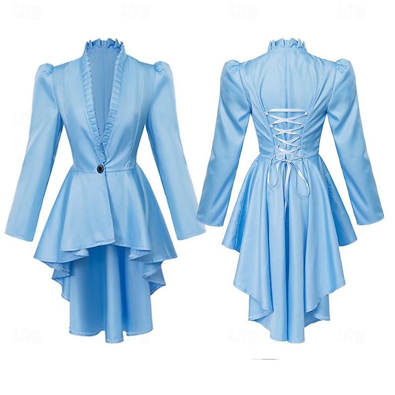 Punk & Gothic Medieval Renaissance Coat Cosplay Costume Trench Coat Witch Goth Girl Solid Colored Fancy Dress Women's Royal Steampunk Walpurgis Night Halloween Carnival Masquerade Event / Party Daily2