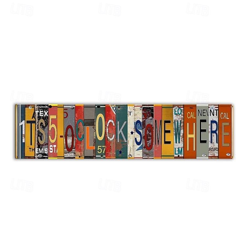 1pc Five O Clock Somewhere Unique Metal Wall Decor For Home Bar Diner Pub Fun Kitchen Decor Unique Drinking Sign Funny Bar Signs Vintage Kitchen Signs Home Decor4