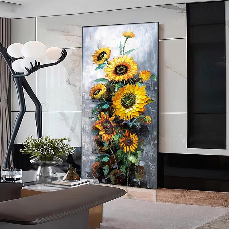 Mintura Handmade Sunflower Oil Paintings On Canvas Wall Art Decoration Modern Abstract Picture For Home Decor Rolled Frameless Unstretched Painting4