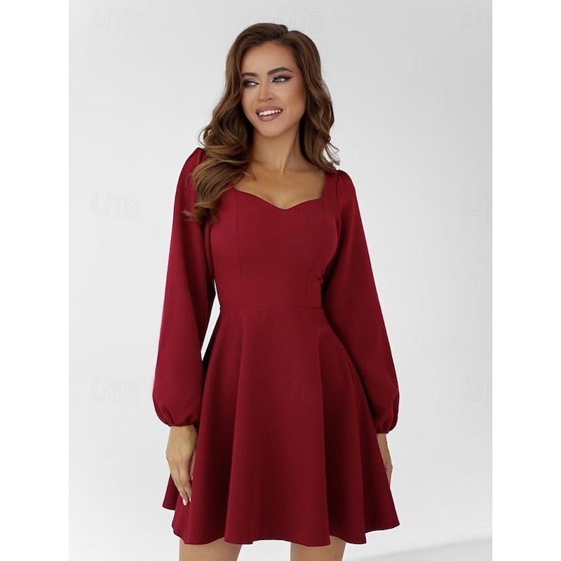 Vintage 1950s Mini Dress Little White Dress Bridal Bishop Sleeves Solid Colored A-Line V Neck Fancy Dress Women's Masquerade Wedding Bridal Shower Bachelorette Party Adults' Dress Homecoming Dresses3