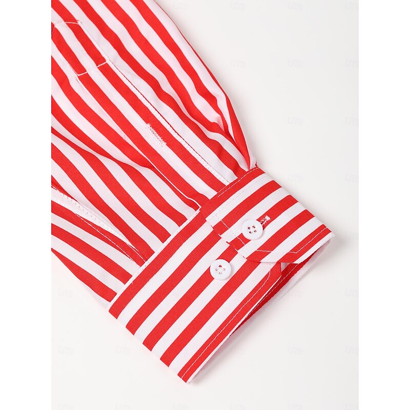 Men's Dress Shirt Button Down Shirt Collared Shirt Non Iron Shirt Black White Red Navy Blue Long Sleeve Striped Collar Spring & Summer Wedding Work Clothing Apparel4