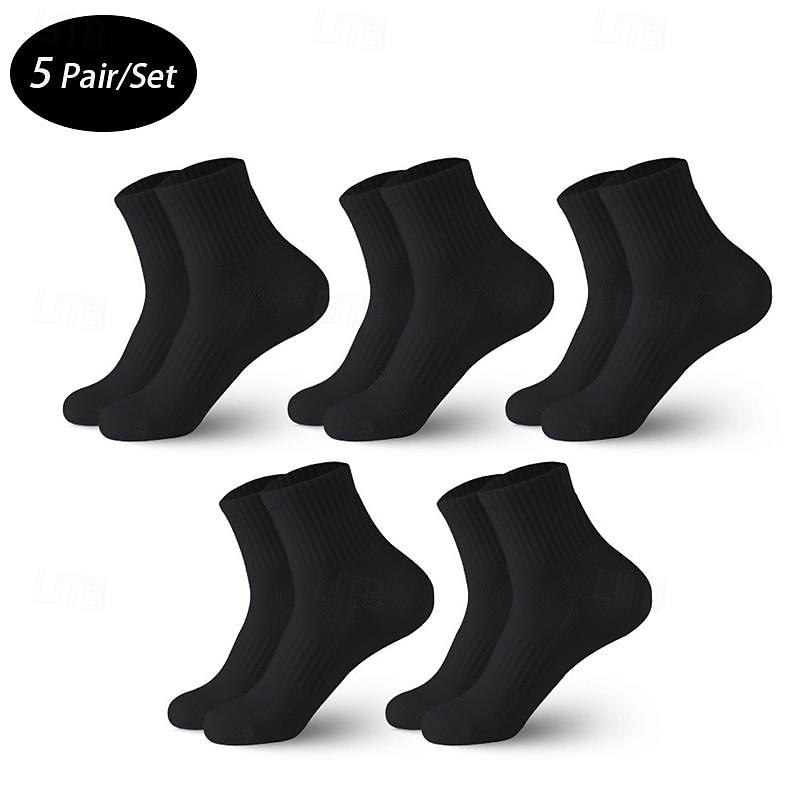 Men's 5 Pack Multi Packs Socks Ankle Socks Running Socks Casual Socks Black White Color Plain Sports & Outdoor Casual Daily Basic Medium Spring Fall Fashion