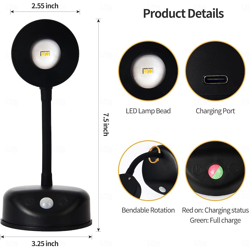 Picture Light Battery Operated with Remote, 1PACK, Wireless LED Spot Lights, Rechargeable Cabinet Lights, LED Wall Sconce Motion Sensor, Tri- Color Dimming Sunset Ambient Wall Lamp Display Lamp3