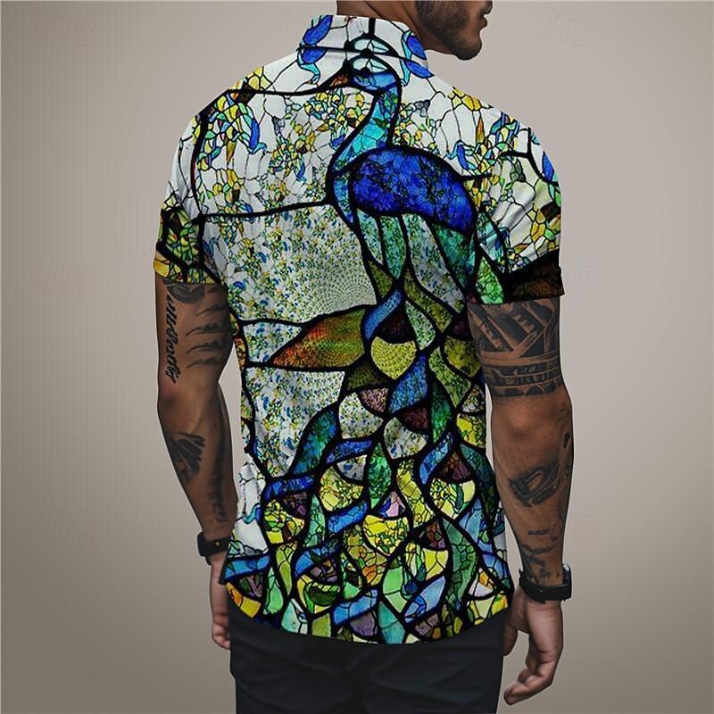 Men's Graphic Polo Shirts Golf Shirt Short Sleeve Polo Shirts Collared Shirts Casual Vacation Wear Rave Wear Party Outfits Buttons 3D Print Summer Blue Purple Green2