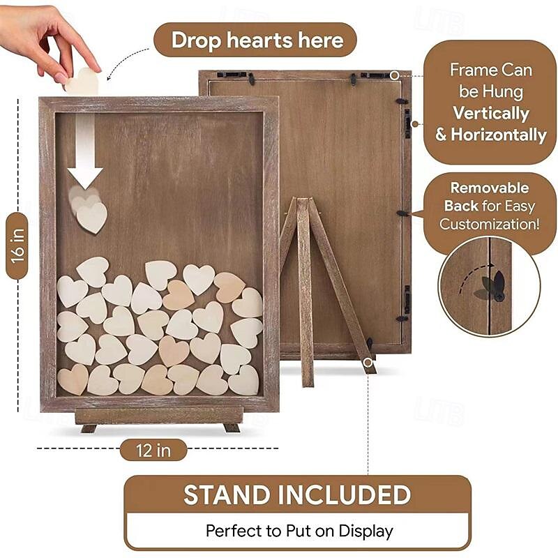 Wedding Decoration Wooden Handicrafts Photo Frames Table Tops Wooden Ornaments Square Hearts Sign In Book2
