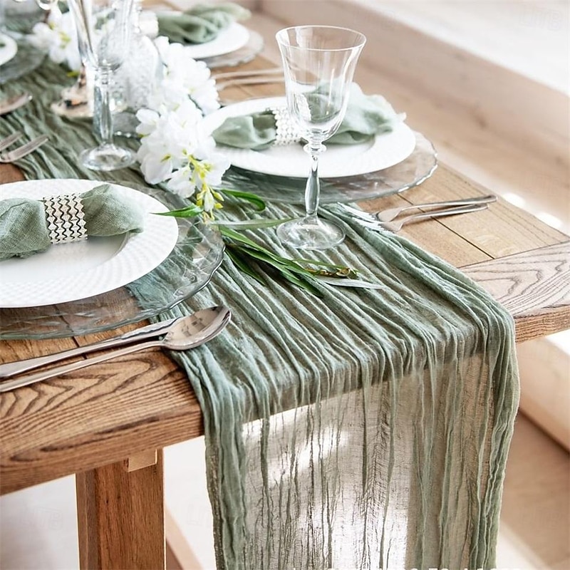 2 Pcs Wrinkle Cloth Scarf Table Flag Party Table Flag Birthday Party Crinkle Cloth Decoration Barry Yarn Fried Dough Twists Crinkle Towel2