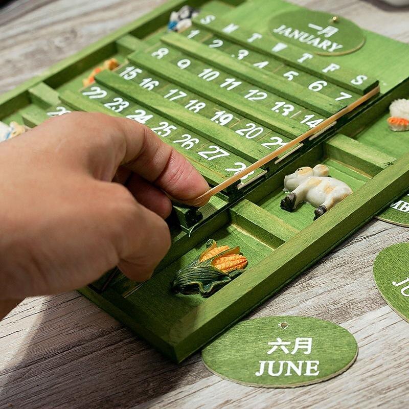 Wall Decoration Wall Hanging Groceries Creative Bilingual Perpetual Calendar Can Be Hung Wooden Manual Calendar Crafts4