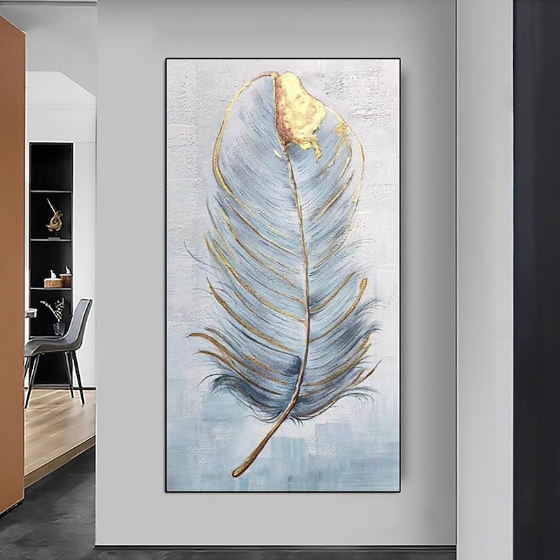 Abstract White Feather Canvas Painting hand painted Pop Modern Decorative Picture gold Feather painting Wall Art Picture for Living Room Entrance art painting4