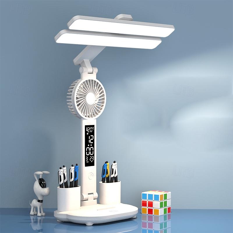 Eye Protection Desk Lamp Led Fan Foldable Charging Learning Student Dormitory Intelligent Desk Lamp Bedroom Reading Desk Desk Desk Lamp