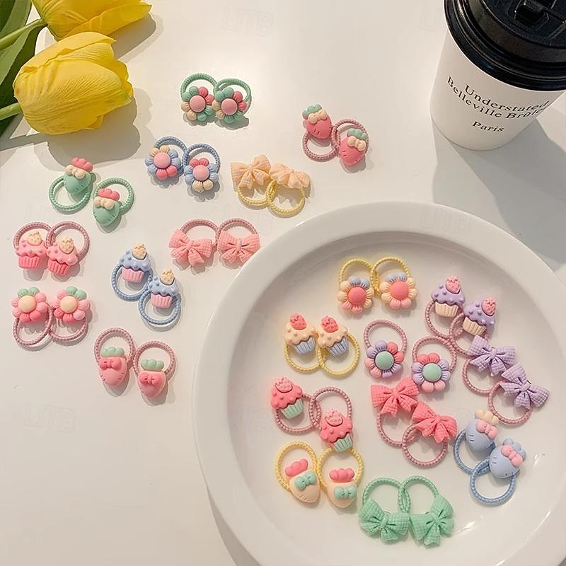 Kids Unisex Hair Accessories Floral 9#Flowers 10-piece set 3# Purple Flower Set4