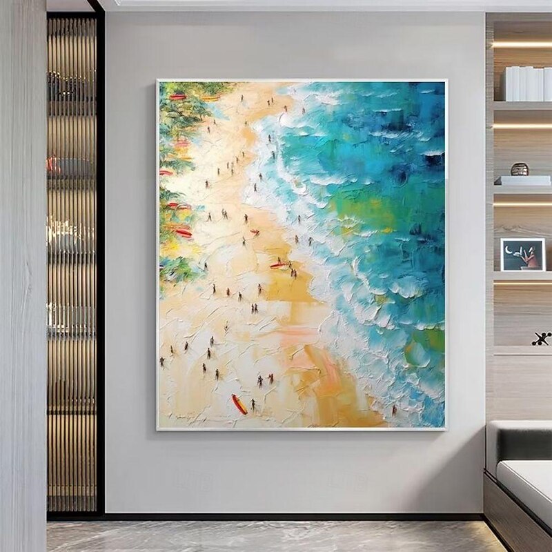 Handmade Oil Painting Canvas Wall Art Decoration Abstract Summer Seascape Painting Beach Ocean for Home Decor Rolled Frameless Unstretched Painting4