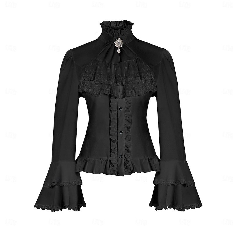 Retro Vintage Baroque Medieval Blouse / Shirt Princess Vampire Queen Solid Colored Fancy Dress Women's Pirate Fantasy Royal Masquerade Casual Daily Adults' Blouses