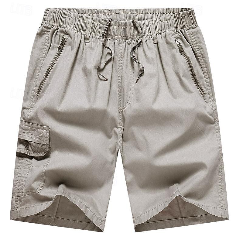 Men's Cargo Shorts Shorts Work Shorts Drawstring Elastic Waist Multi Pocket Plain Wearable Short Outdoor Daily Going out Fashion Classic Black Yellow3