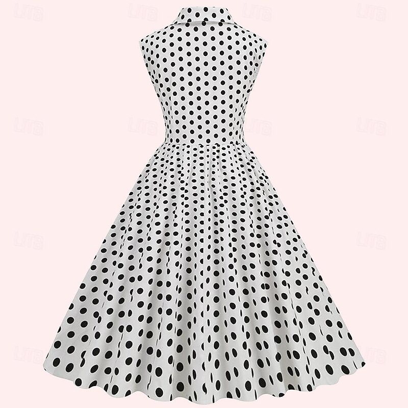 Retro Vintage 1950s Rockabilly Dress A-Line Dress Swing Dress Polka dots Fancy Dress Women's Halloween Carnival Masquerade Party Bachelorette Party Adults Dress Homecoming Dresses4