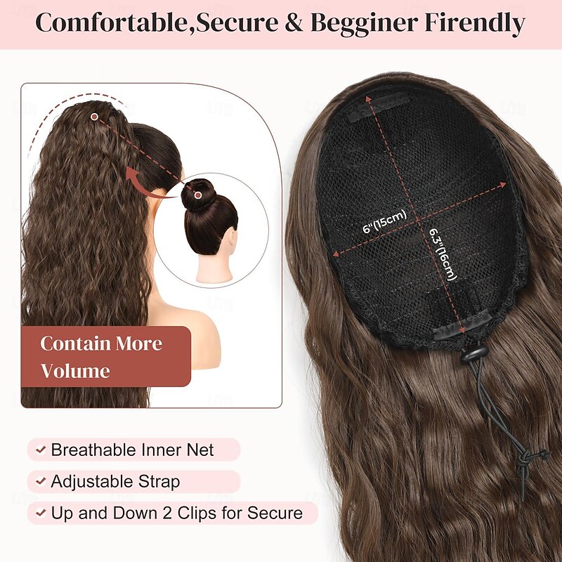 Ponytail Extension Long Wavy Drawstring Ponytail Extensions Softer Lighter  Import Synthetic Clip in Hair Extensions Natural Looking Hairpiece for Women3