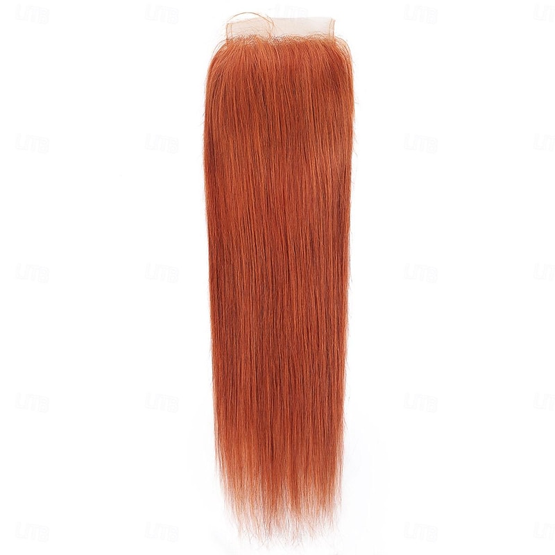 Ginger# Straight Human Hair Extensions 3 Bundles with Closure For Black Women4