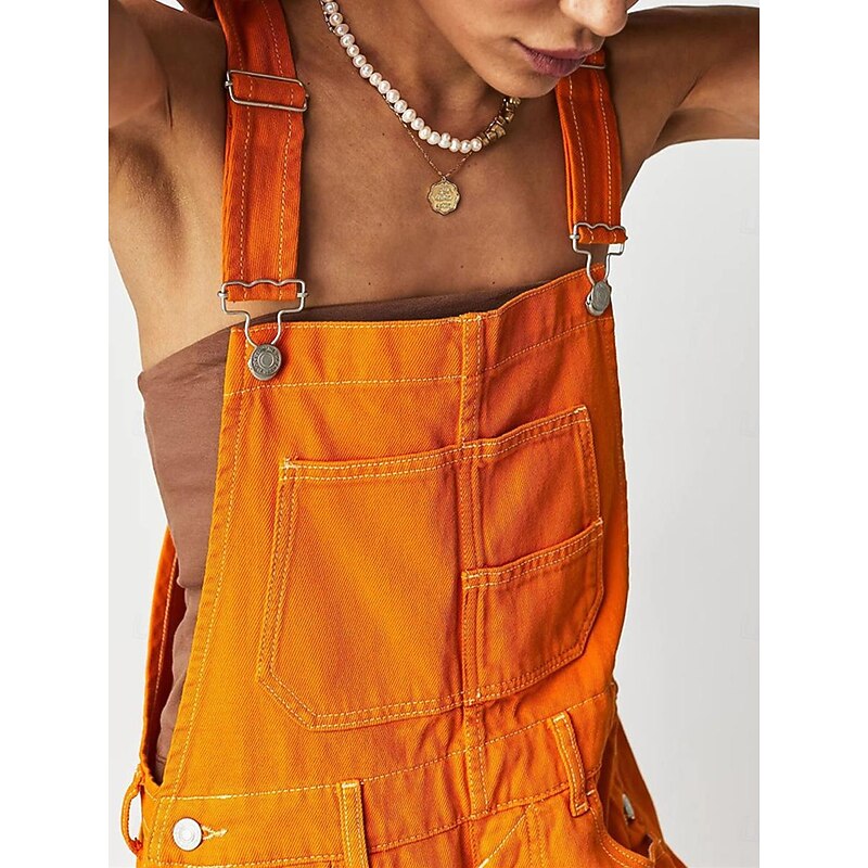 Women's Normal Jumpsuit Streetwear Solid Color Sleeveless Square Neck Pocket Street Daily Regular Fit Black White Red Summer