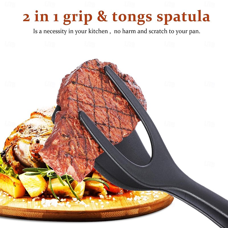 2 in 1 Grip and Flip Spatula Tongs Egg Flipper Tong Pancake Fish French Toast Omelet Making for Home Kitchen Cooking Tool2