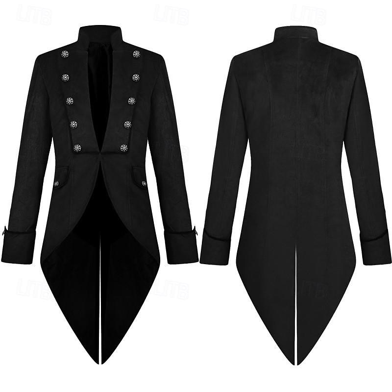 Punk & Gothic Medieval Renaissance Coat Tuxedo Tailcoat Vampire Plague Doctor Plus Size Fancy Dress Men's Steampunk Masquerade Party Evening Wear Masquerade Adults' Coat2