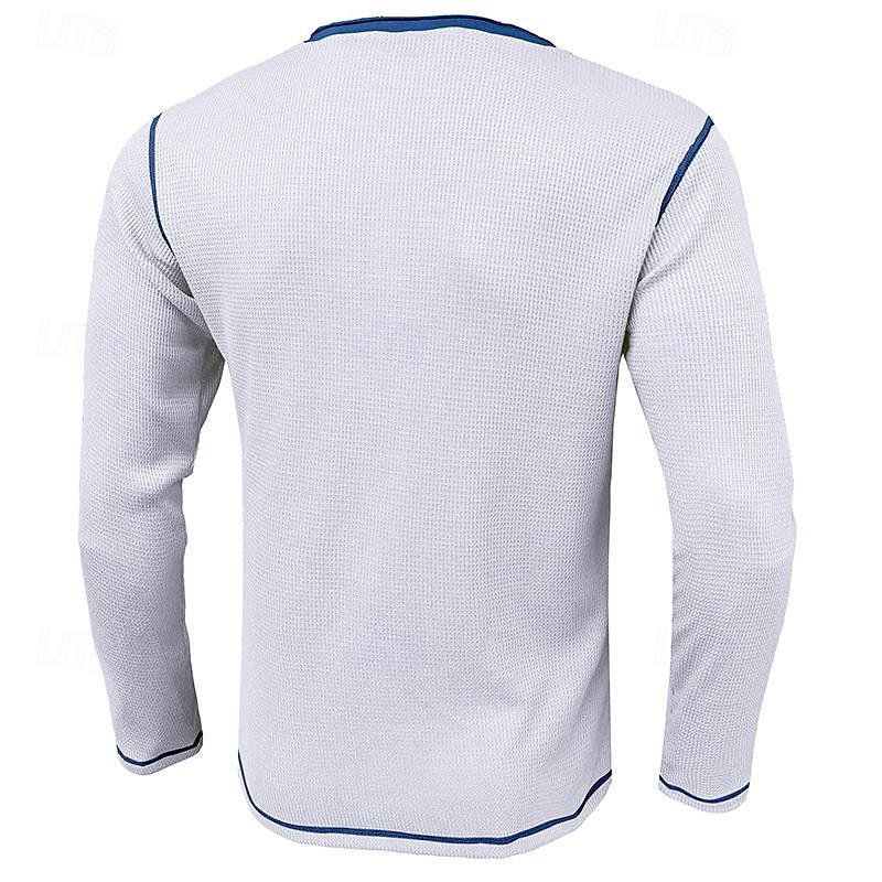 Men's T shirt Tee Henley Shirt Waffle Knit Tee Tee Top Long Sleeve Shirt Color Block Henley Street Vacation Long Sleeve Patchwork Clothing Apparel Polyester Fashion Designer Basic3