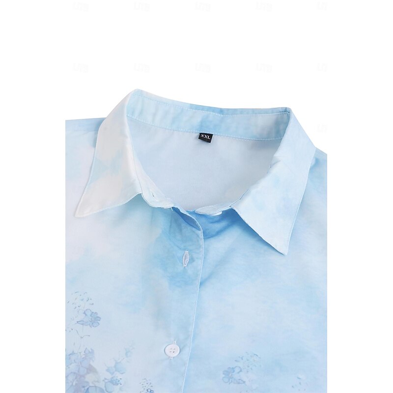 Women's Shirt Button Down Tunic Shirt Collar Long Sleeve Fashion Floral s Print Regular Tops Casual Holiday Blue Green Khaki Spring & Fall4