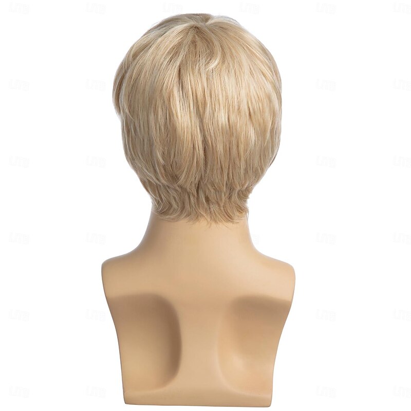 Mens Wig Short Blonde Wig Short Layered Synthetic Hair for Male Cosplay Anime Halloween Wig4