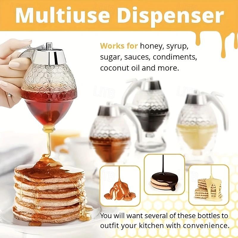 1pc Elegant Press-Type Honey Dispenser - Mess-Free Syrup & Condiment Jar - Kitchen Decor and Convenience4