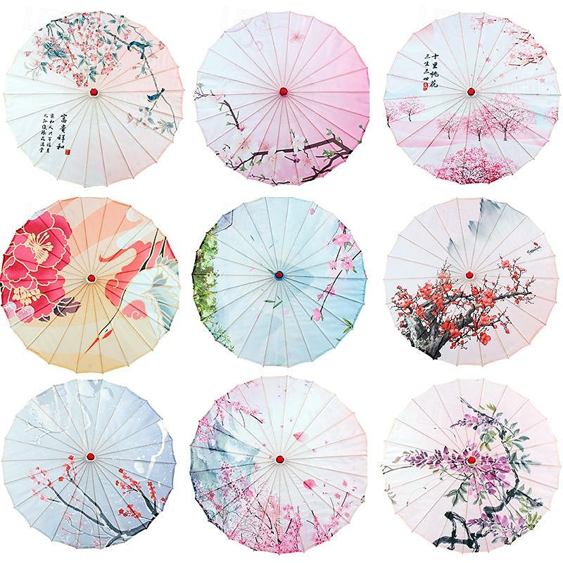 Silk Cloth Parasol (33-inch Peony) - Chinese Japanese Style Paper Umbrella - For Weddings And Personal Sun Protection Asdf Christmas