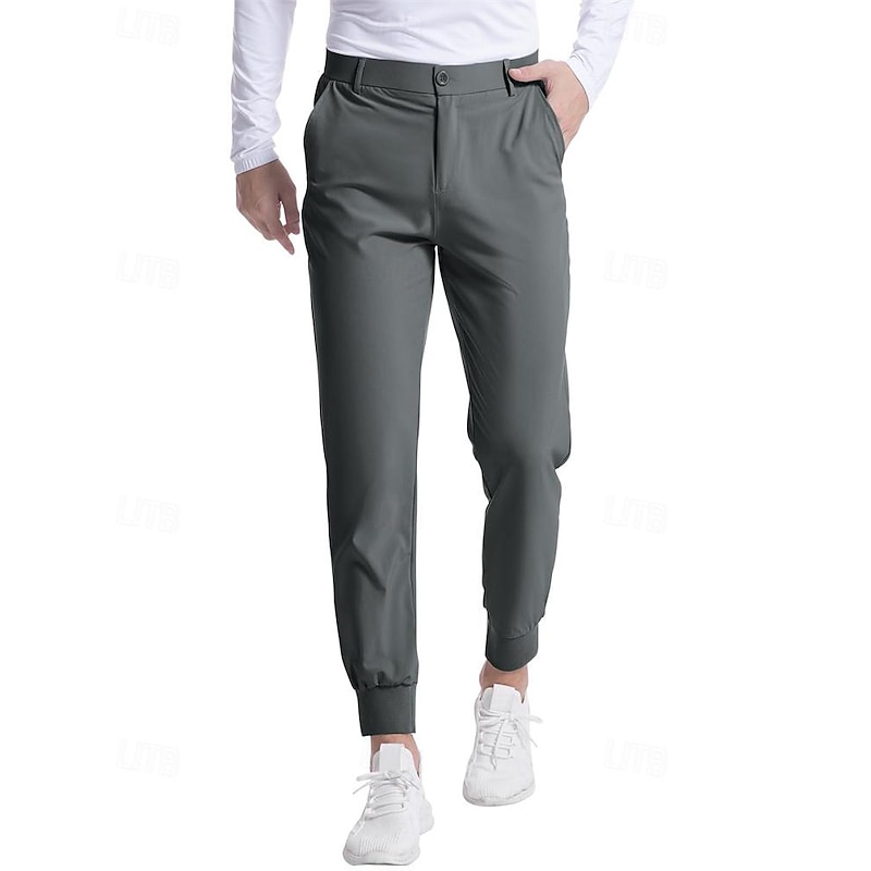 Men's Golf Pants Trousers Casual Pants Buttons Pocket Elastic Cuff Plain Comfort Sports Outdoor Daily Fashion Casual Dark Brown ArmyGreen Micro-elastic4